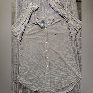 Ralph Lauren Men's Long-Sleeve Button-Down Gingham Shirt - Gray/White